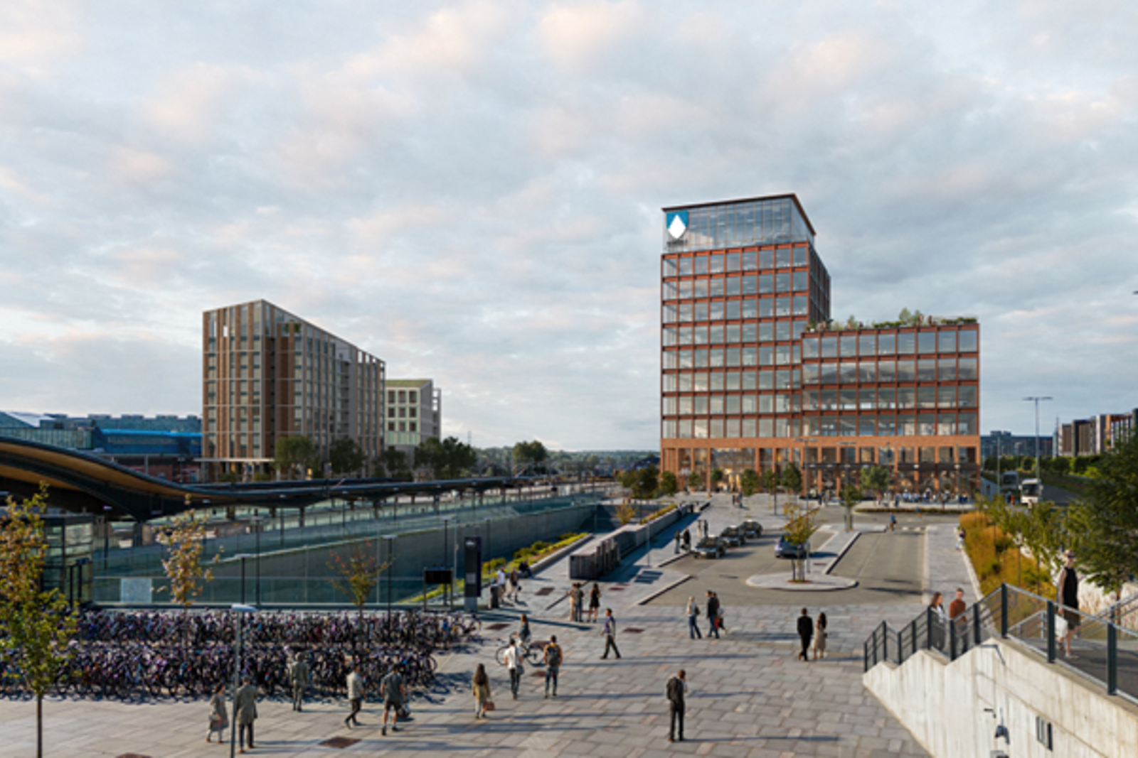 Ski stasjon til venstre, og nytt fylkeshus foreslås rett ved stasjonen.