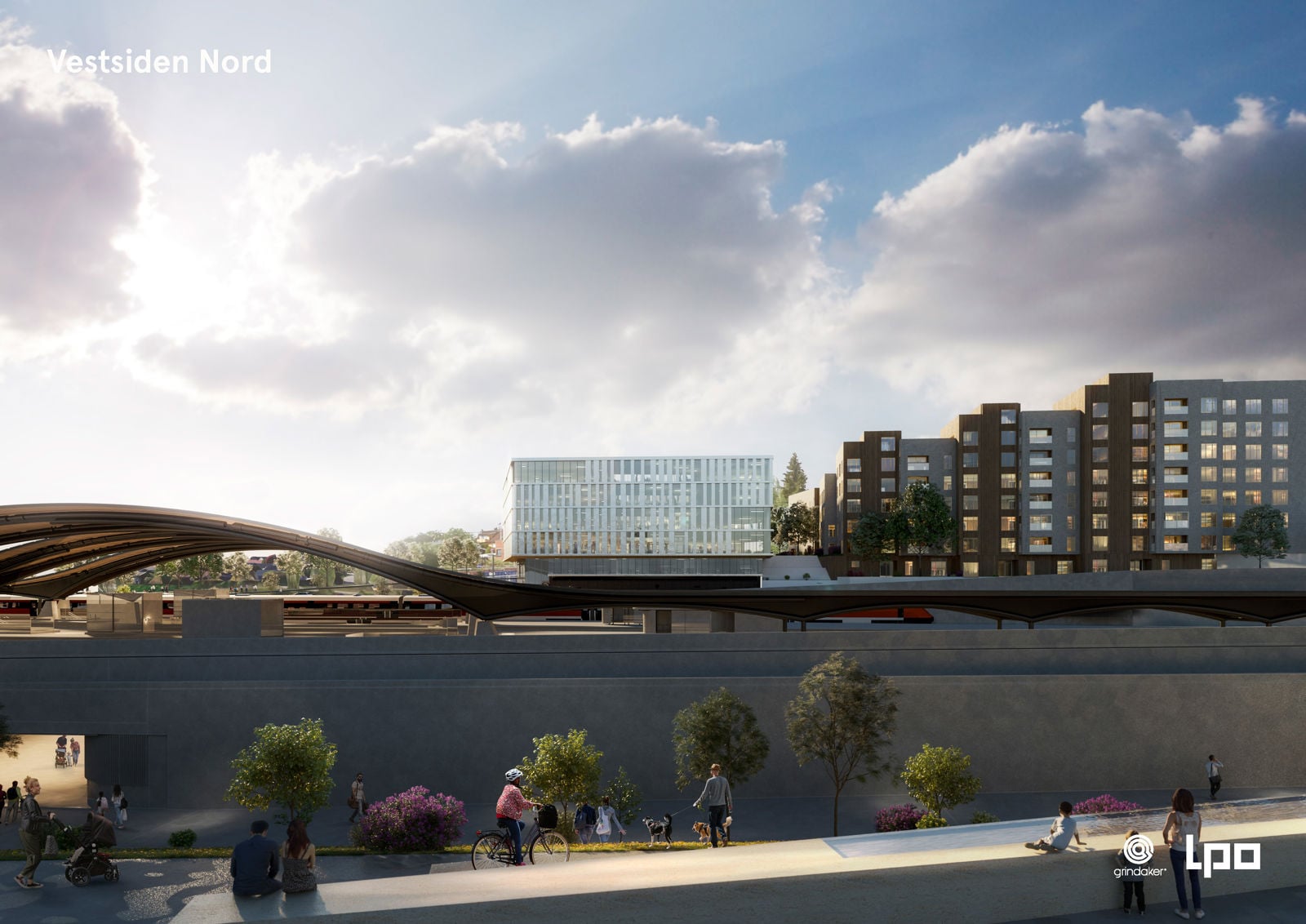 Ski stasjonsby vestsiden nord, illustrasjon av LPO og Grindaker