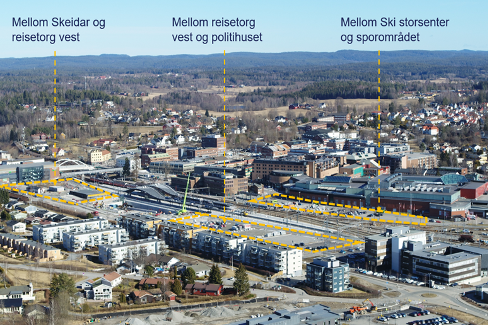 Områder for utvikling av Ski stasjonsby